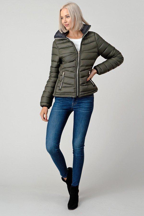 Reversible Double Sided Puffer Jacket Navy blue pink- Your Style Clothing