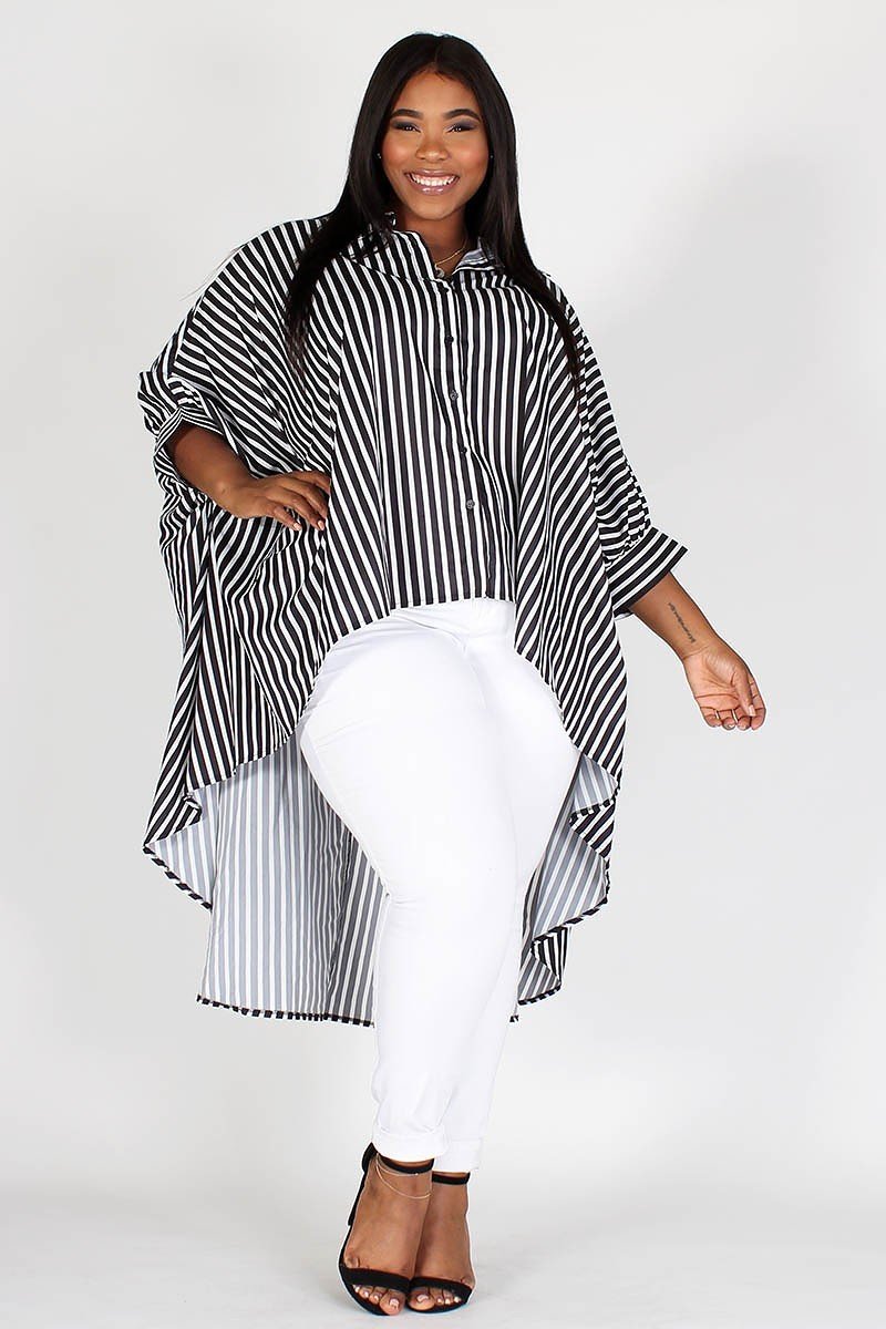 Hi Low Dolman Sleeve Stripe Top