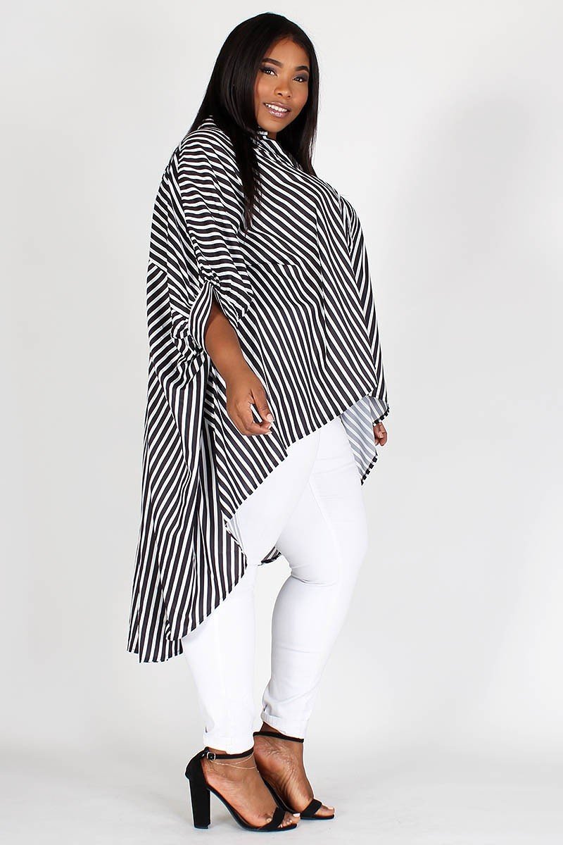 Hi Low Dolman Sleeve Stripe Top